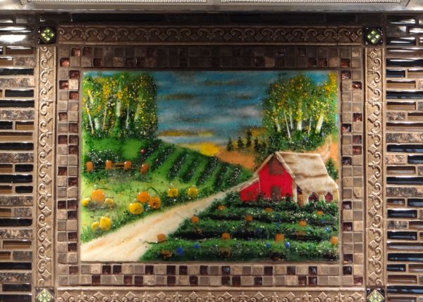 A still closer view of the Fused Glass Range Backsplash