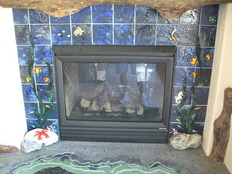 A view of the Glass Fireplace