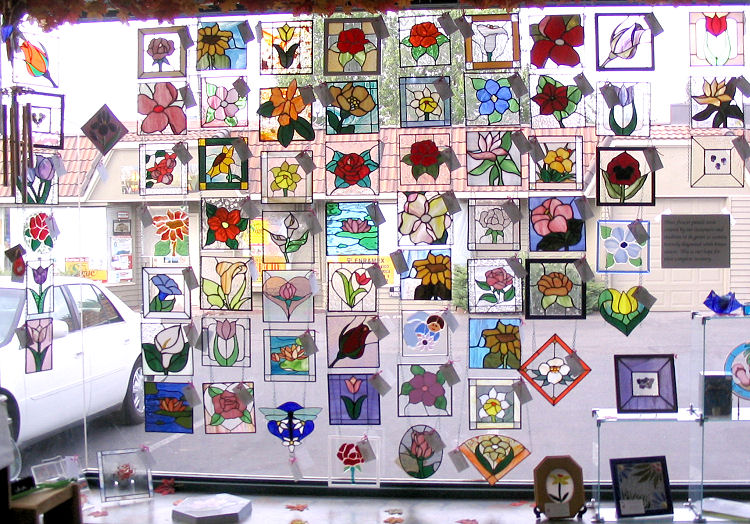 The 2008 Flowers of Hope Panels on Display at LightGarden Glass Art