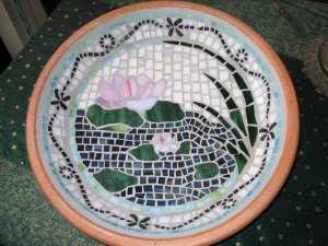 Stained Glass Mosaic Bird Bath