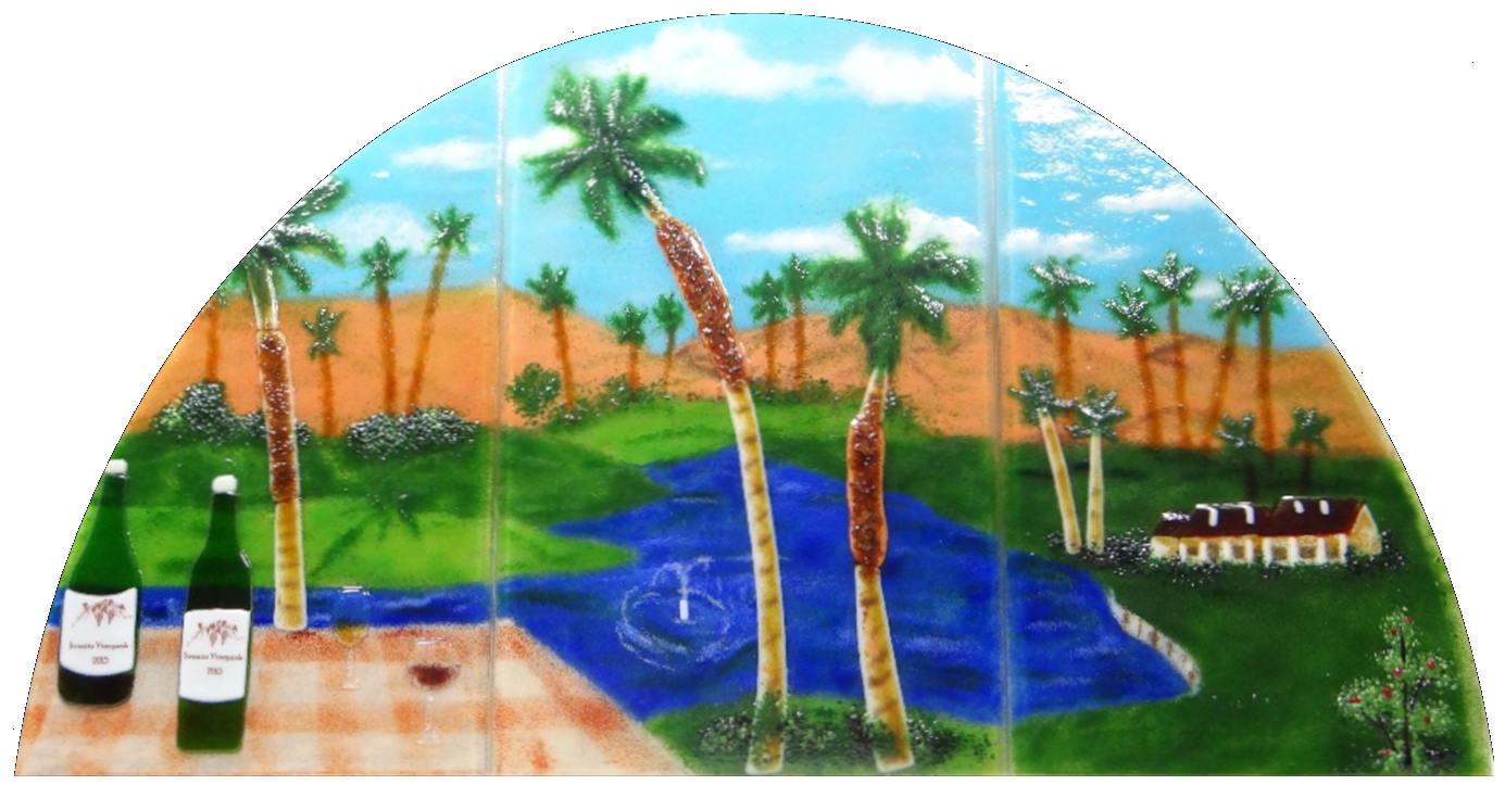 A closer view of the Fused Glass Range Backsplash